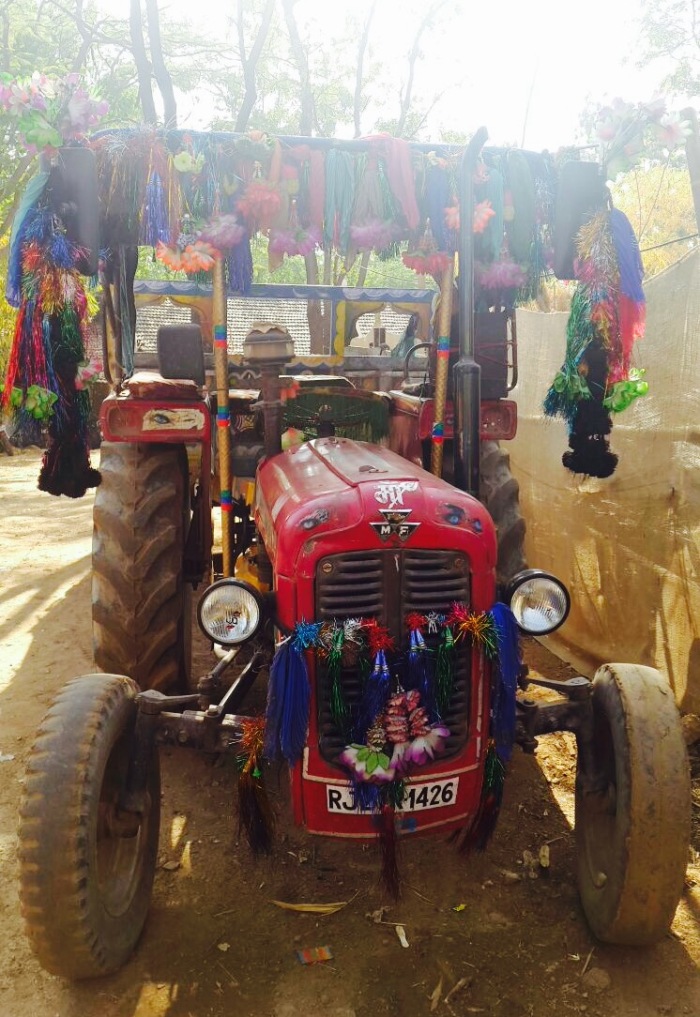 Decorated tractor shilpgram